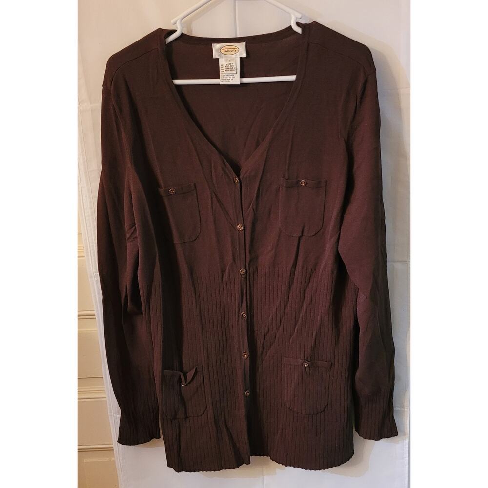 Talbots Brown Knit Cardigan, Size Large